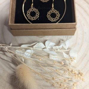 Coffret bijou acier doré pampille octogonal