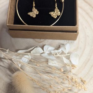 Coffret bijou acier doré pampille papillion