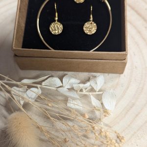 Coffret bijou acier doré pampille pièce