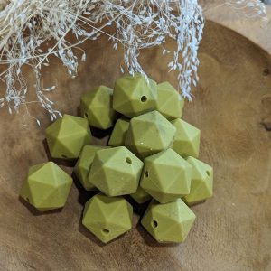 Perle octogonale ocre olive
