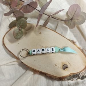 Porte clé perle silicone Mamie menthe